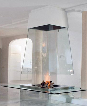Heat impact load float fireplaces borosilicate glass